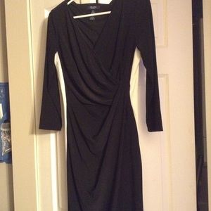 Chaps black dress with white stripe